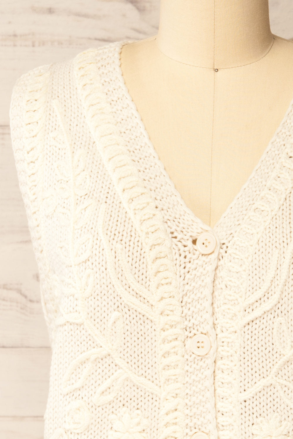Nampa Ivory Knit Vest with Embroidery | La petite garçonne front