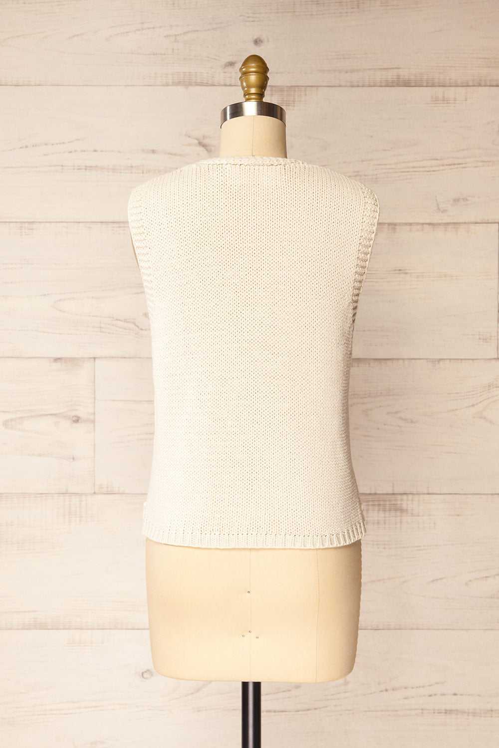 Nampa Ivory Knit Vest with Embroidery | La petite garçonne back view