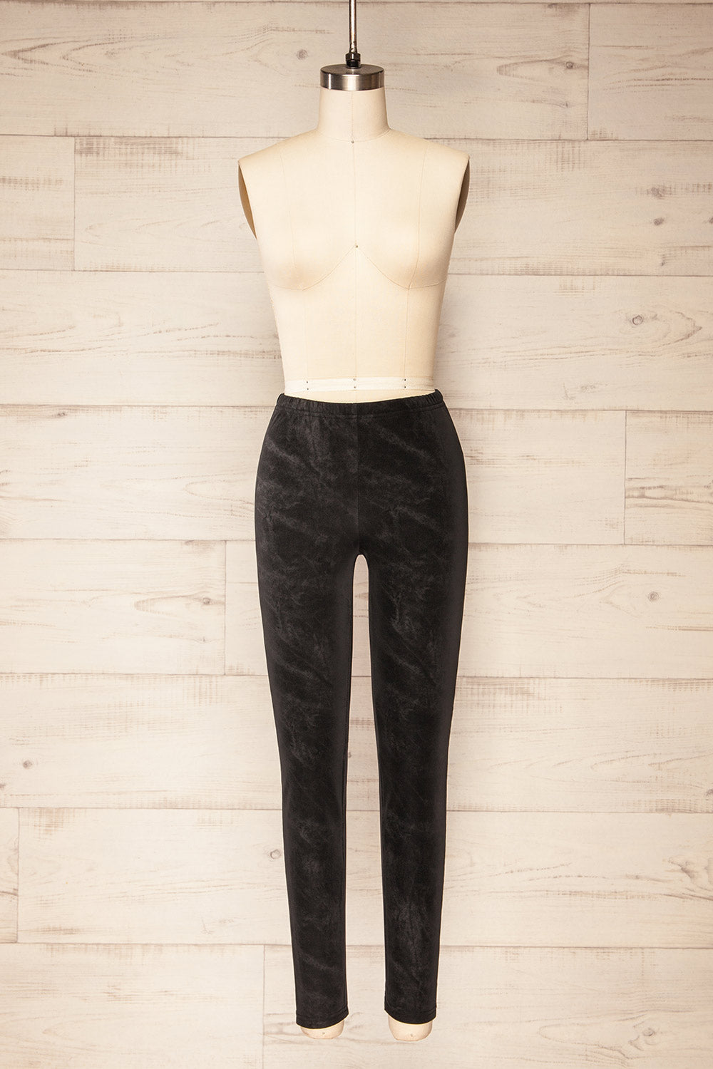 Syracuse Black Faux Suede High-Waisted Leggings | La petite garçonne front view