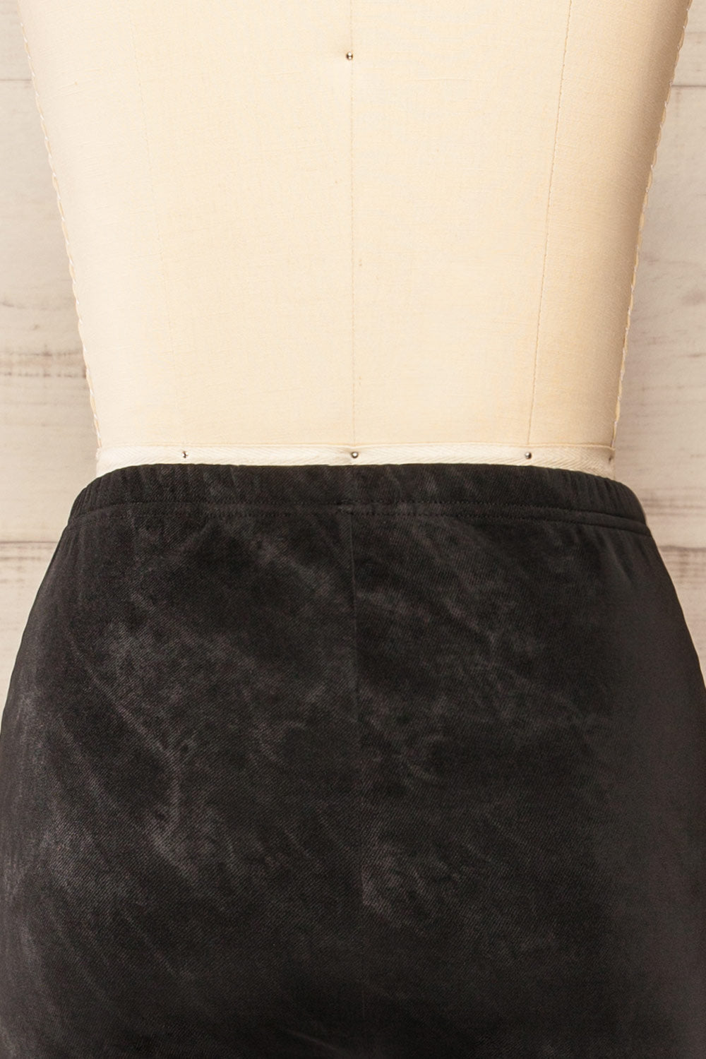 Syracuse Black Faux Suede High-Waisted Leggings | La petite garçonne back close-up