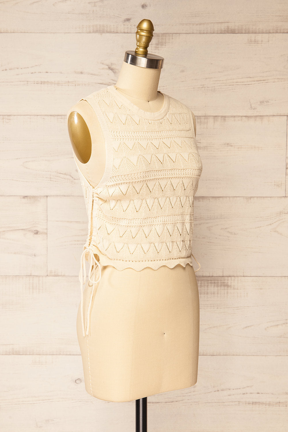 Tabara Beige Openwork Knit Top w/ Cut-Outs | La petite garçonne side view