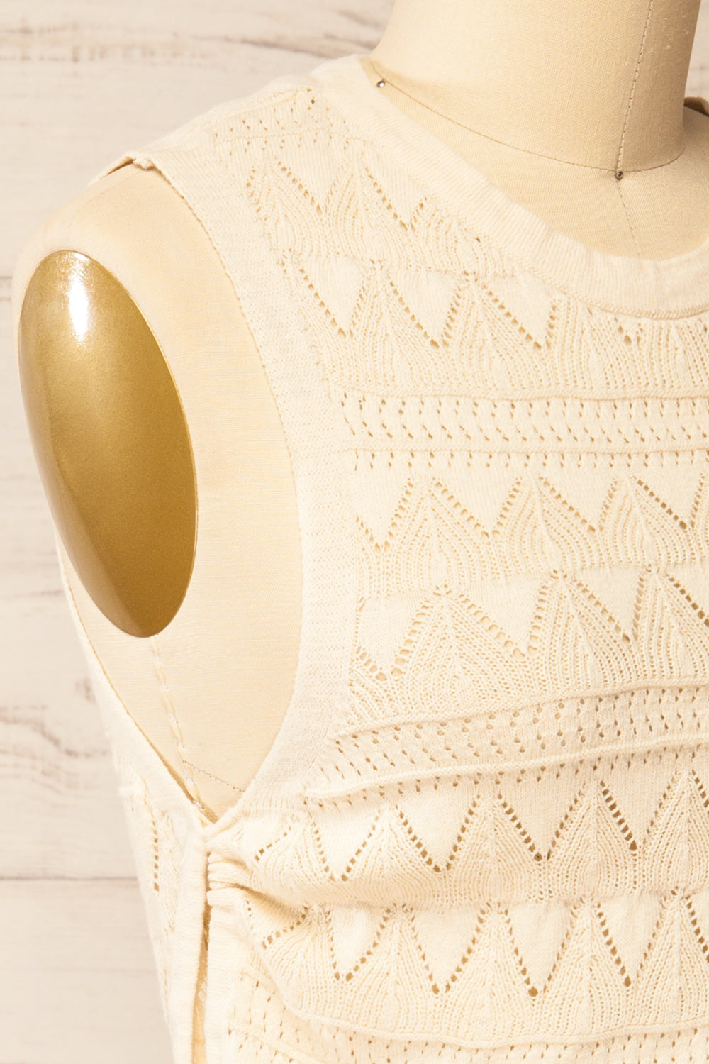 Tabara Beige Openwork Knit Top w/ Cut-Outs | La petite garçonne side