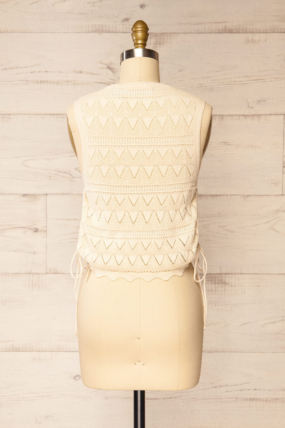 Tabara Beige Openwork Knit Top w/ Cut-Outs | La petite garçonne back view