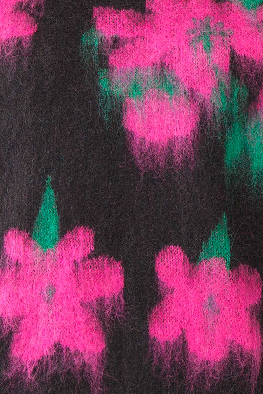 Tabatha Fuzzy Black Floral Sweater | Boutique 1861 fabric