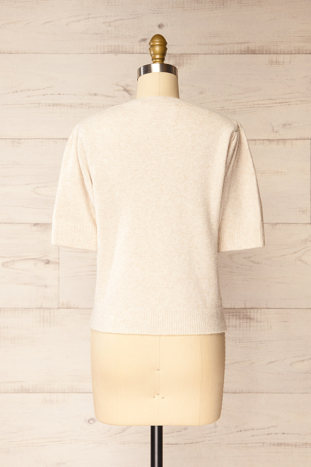 Tacite Cream Brushed Knit Top with Hearts | La petite garçonne back view