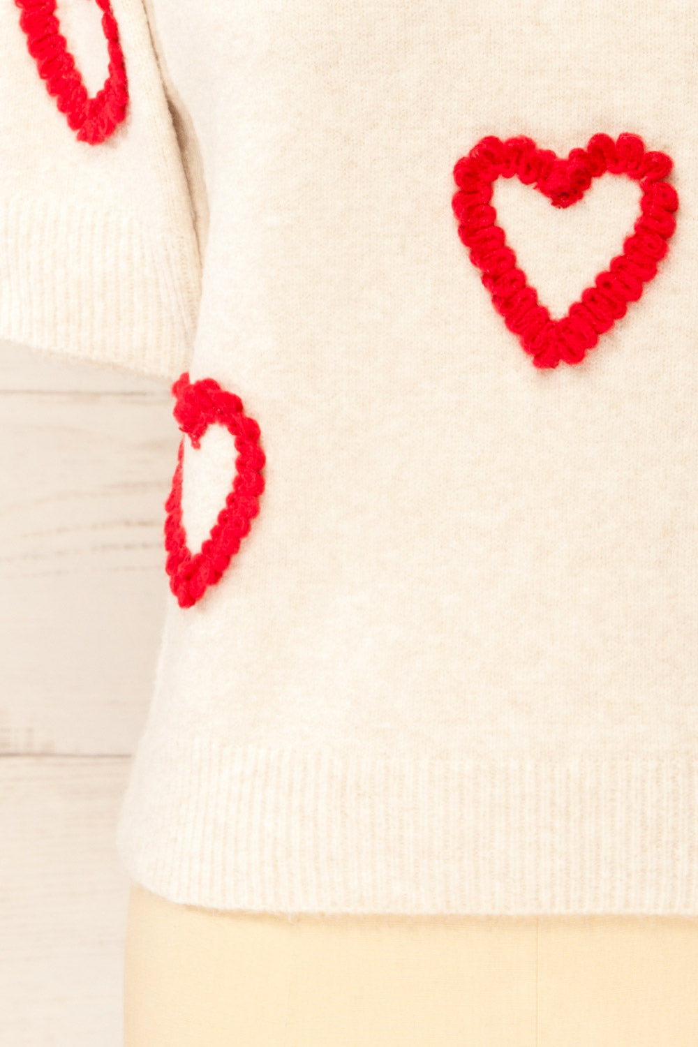 Tacite Cream Brushed Knit Top with Hearts | La petite garçonne bottom