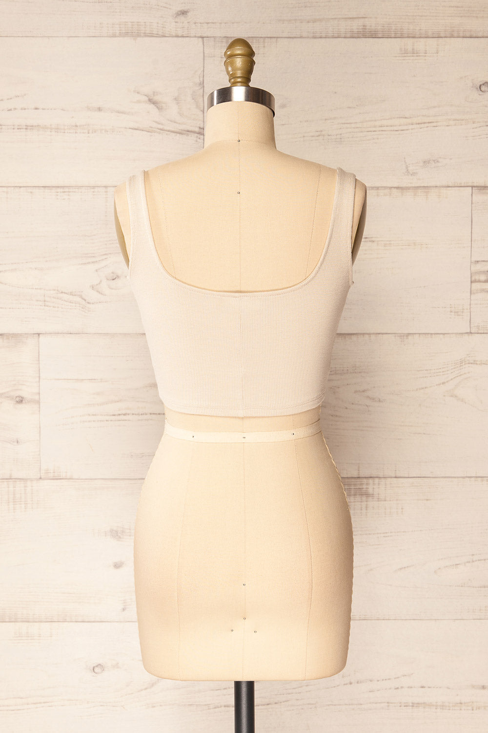 Taipei Beige Cropped Ribbed Cami Top | La petite garçonne back view