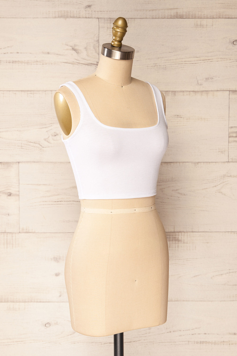 Taipei White Cropped Ribbed Cami Top | La petite garçonne side view