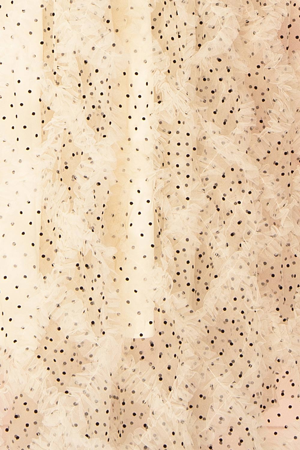 Takako Long White Tulle Dress with Black Polka Dots | Boutique 1861 fabric
