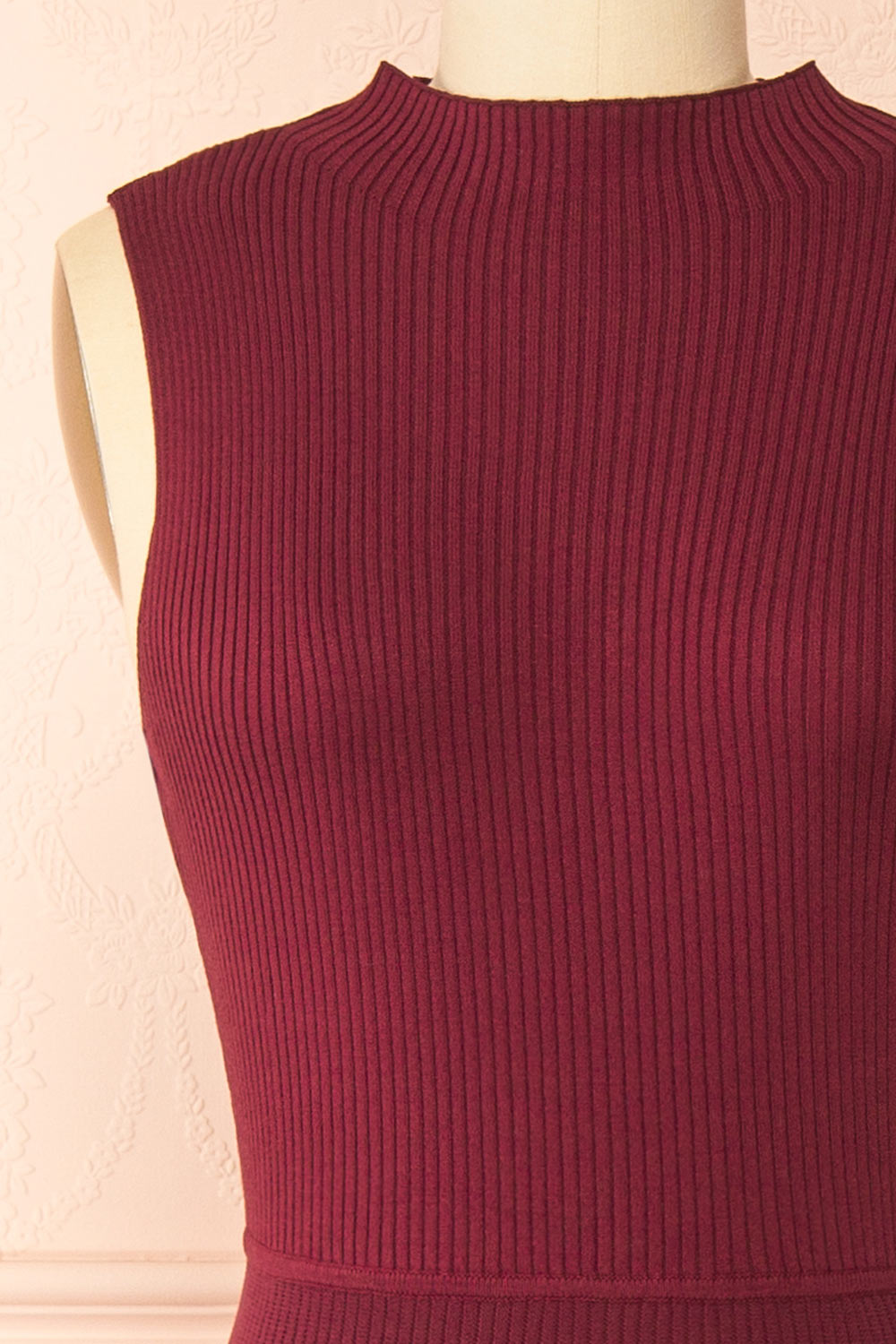 Takanori Burgundy Sleeveless Ribbed Knit Dress | Boutique 1861 front