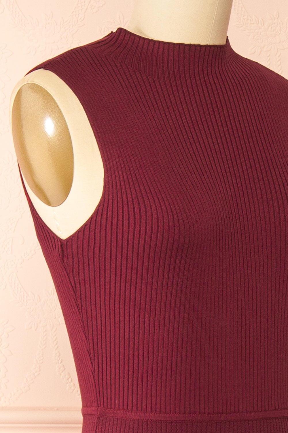 Takanori Burgundy Sleeveless Ribbed Knit Dress | Boutique 1861 side