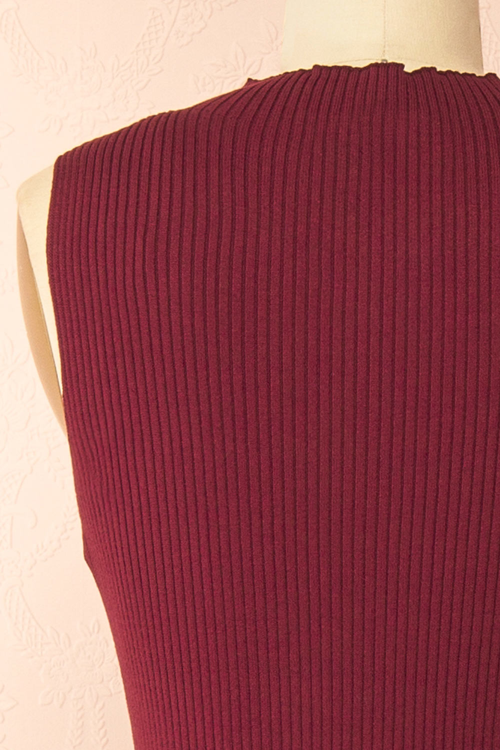 Takanori Burgundy Sleeveless Ribbed Knit Dress | Boutique 1861 back