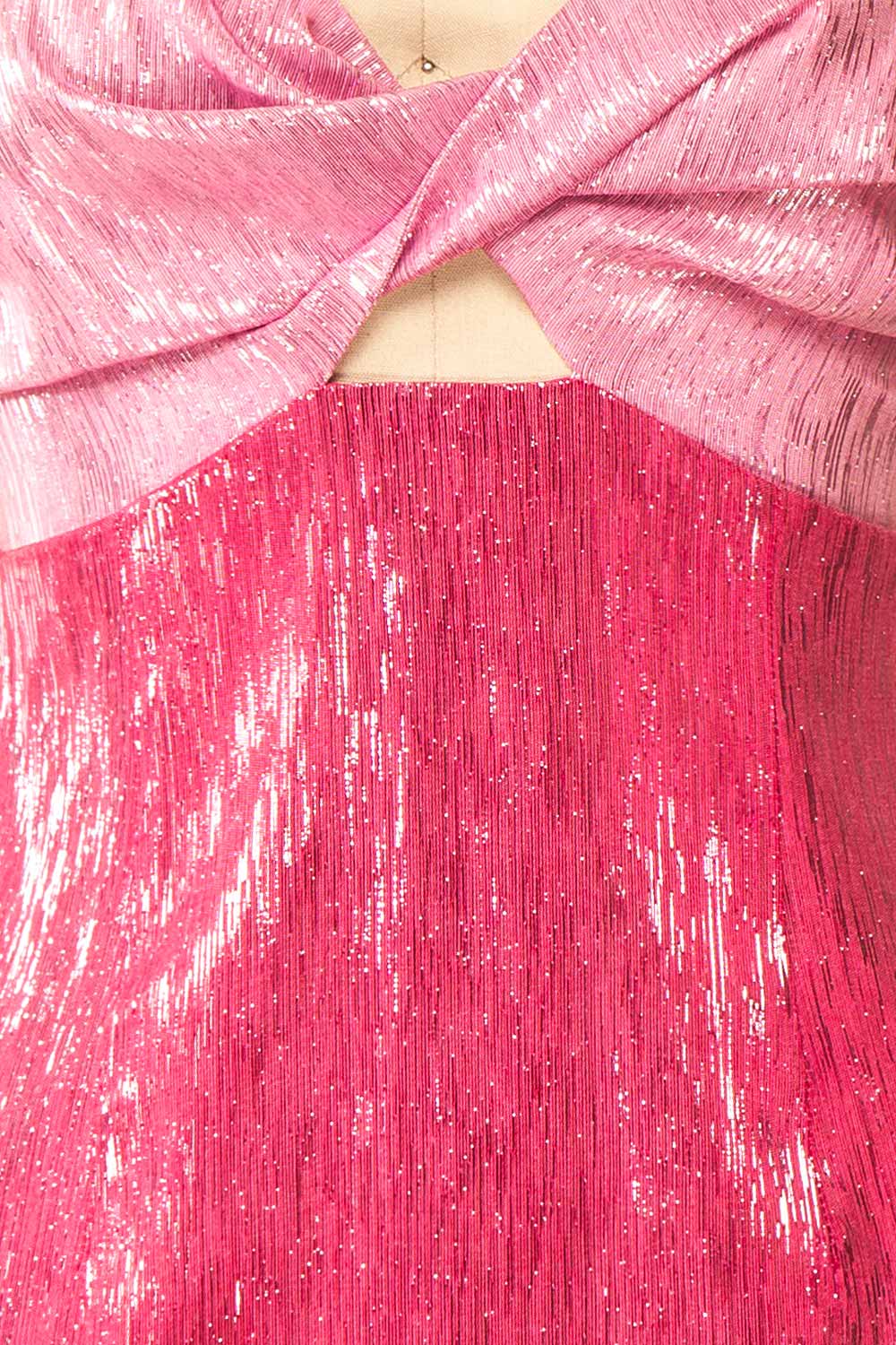 Talitha Short 2-Toned Shimmery Pink Dress | Boutique 1861 fabric
