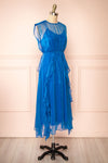 Talula Blue Midi Dress w/ Ruffles | Boutique 1861 side view
