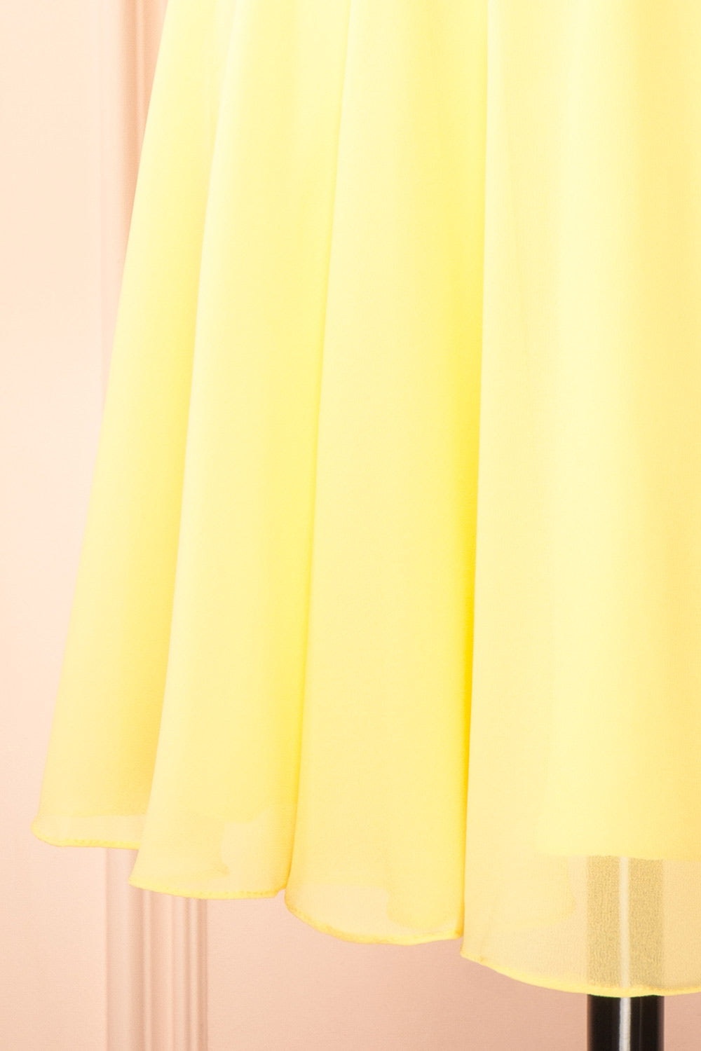 Tamy Light Yellow Short Chiffon Dress with Sweetheart Neckline | Boutique 1861 bottom view