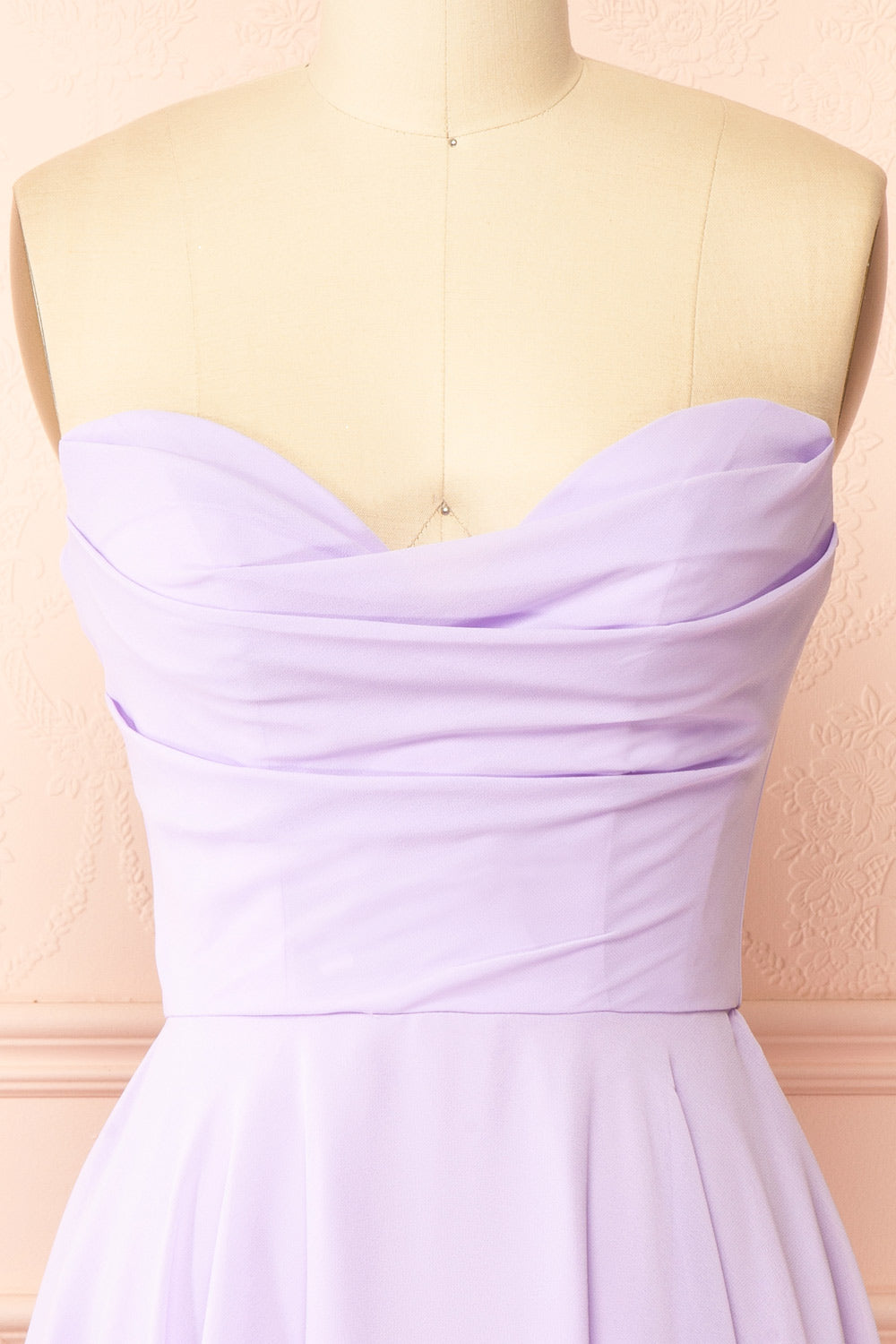 Tamy Lavender Short Chiffon Dress with Sweetheart Neckline | Boutique 1861 front view