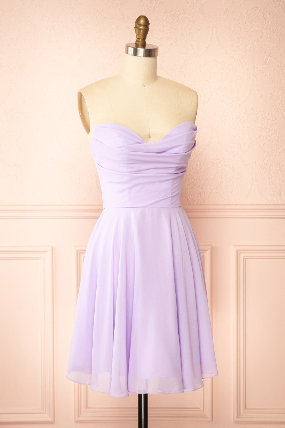Tamy Lavender Short Chiffon Dress with Sweetheart Neckline | Boutique 1861 side