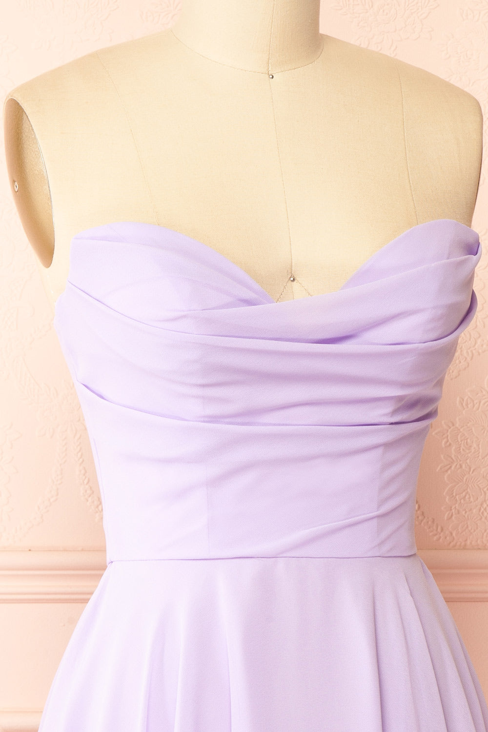 Tamy Lavender Short Chiffon Dress with Sweetheart Neckline | Boutique 1861 side view