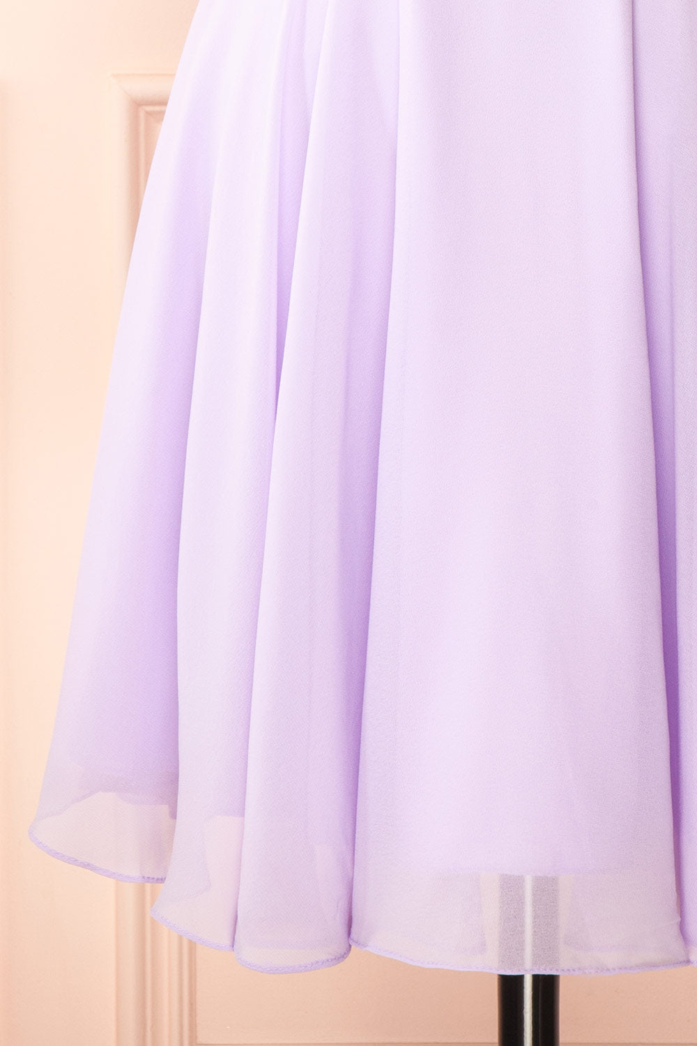 Tamy Lavender Short Chiffon Dress with Sweetheart Neckline | Boutique 1861 bottom right view