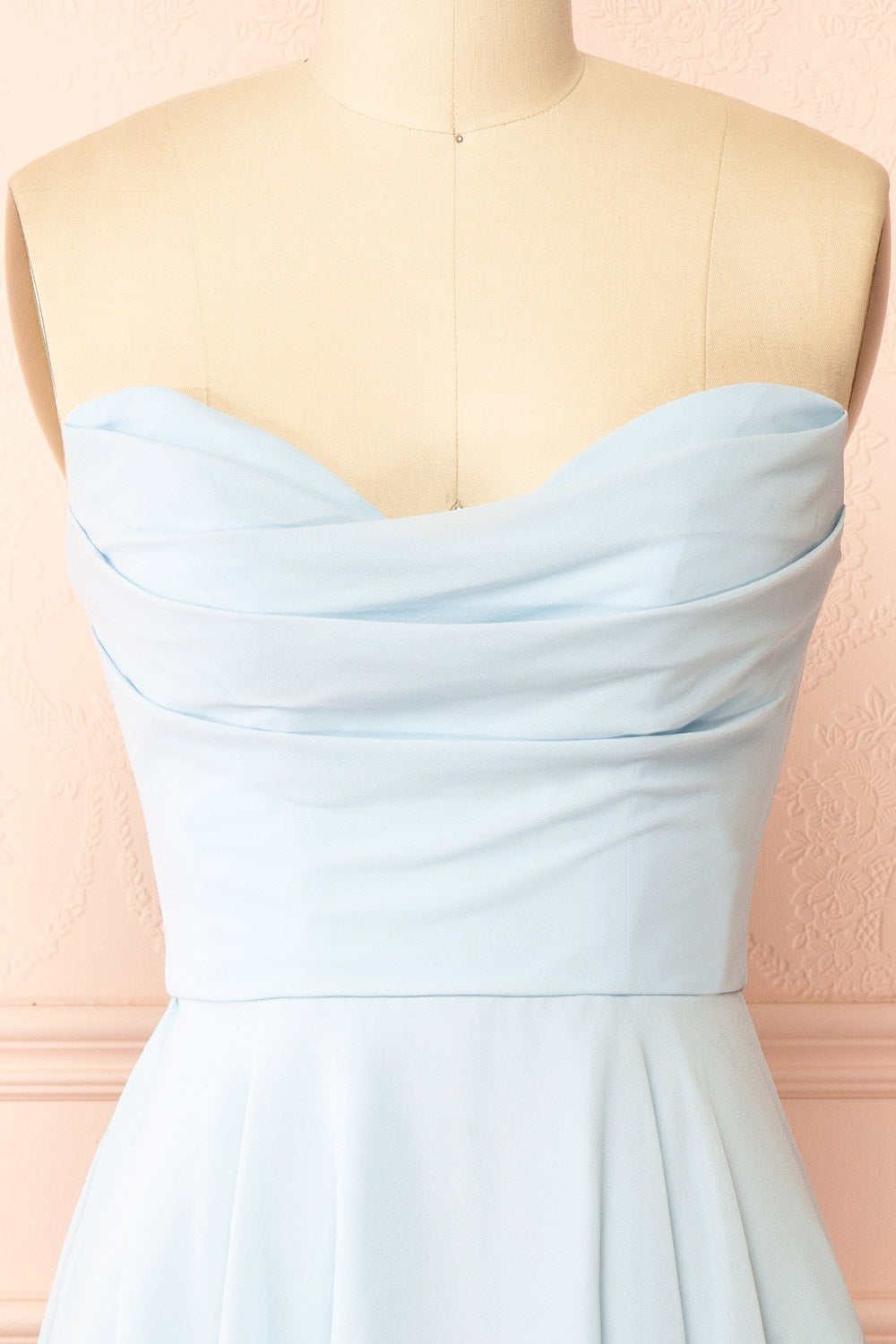 Tamy Light Blue Short Chiffon Dress with Sweetheart Neckline | Boutique 1861 front view