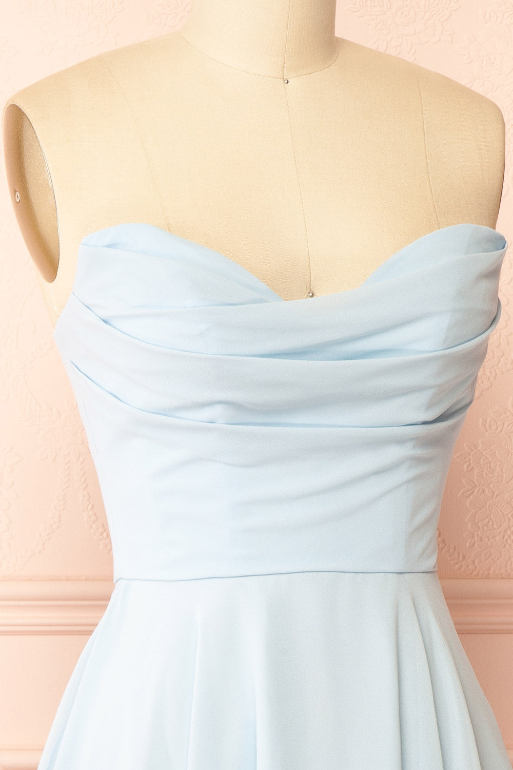 Tamy Light Blue Short Chiffon Dress with Sweetheart Neckline | Boutique 1861 side view