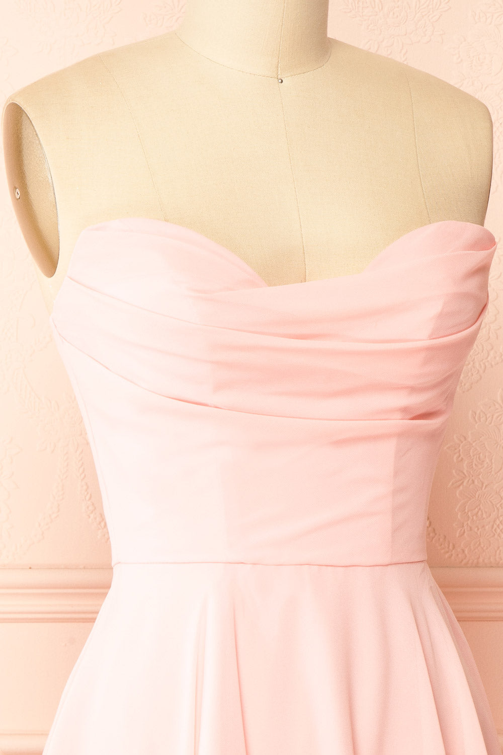 Tamy Pink Short Chiffon Dress with Sweetheart Neckline | Boutique 1861 side view