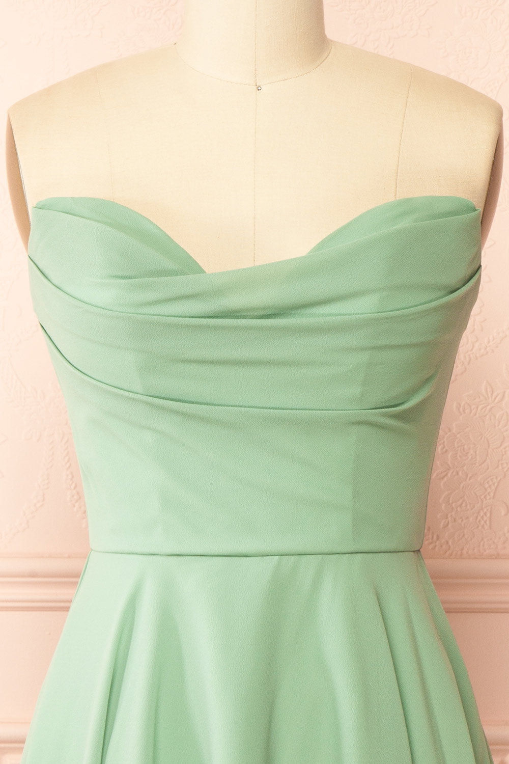 Tamy Sage Short Chiffon Dress with Sweetheart Neckline | Boutique 1861 front