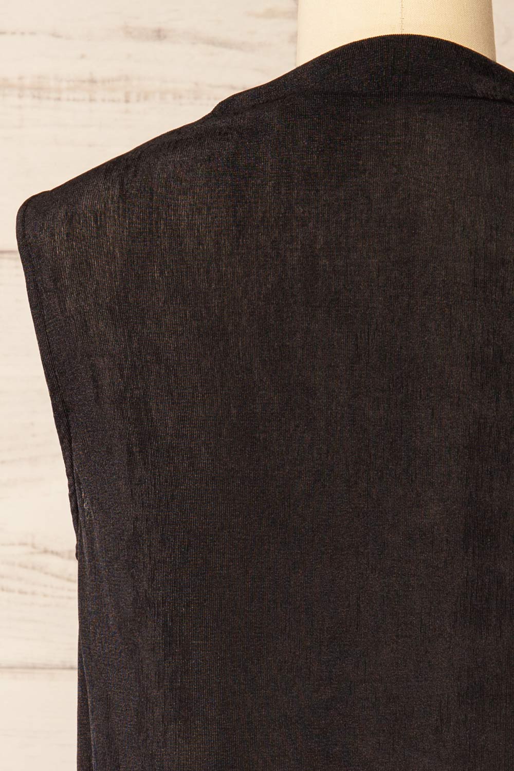 Tapshap Black Sleeveless Top w/ Draped Mock Neck | La petite garçonne back close-up