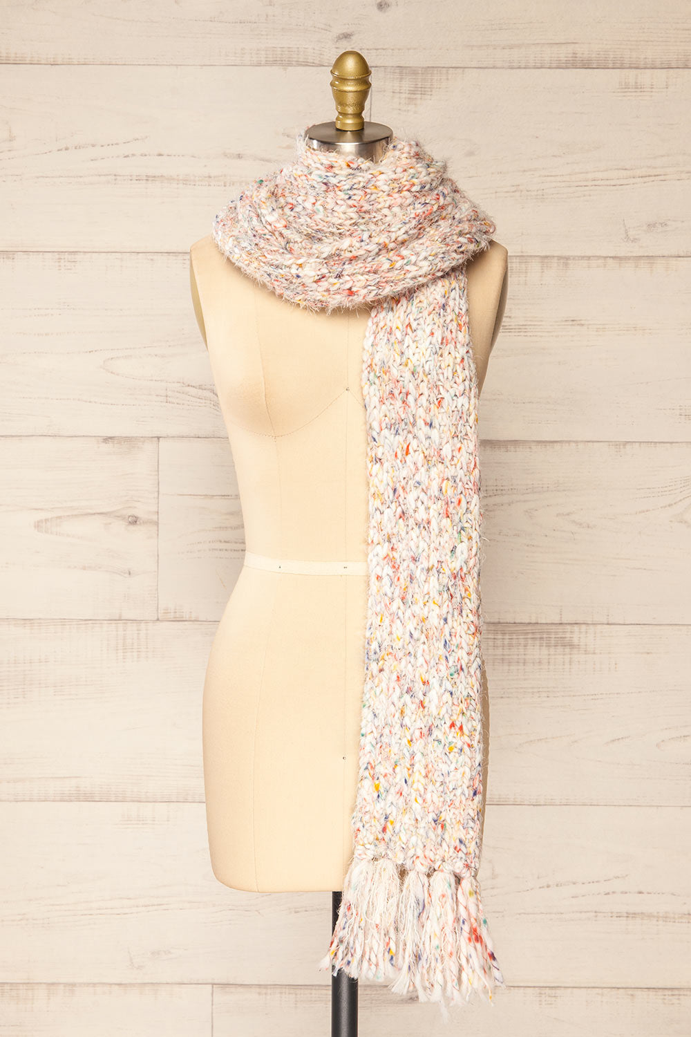 Tbilisi Multicoloured Soft Knit Scarf | La petite garçonne side view