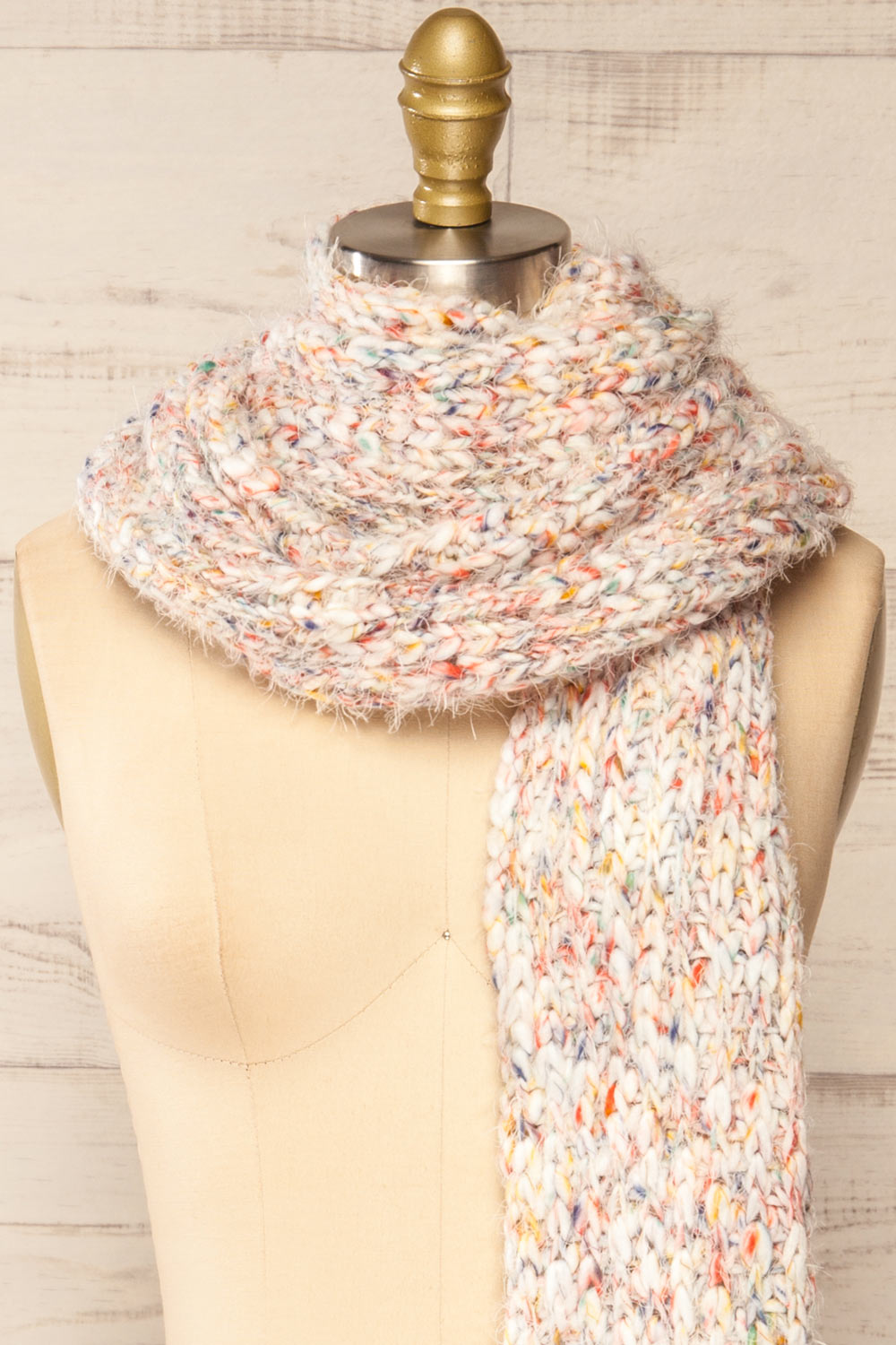 Tbilisi Multicoloured Soft Knit Scarf | La petite garçonne side close-up