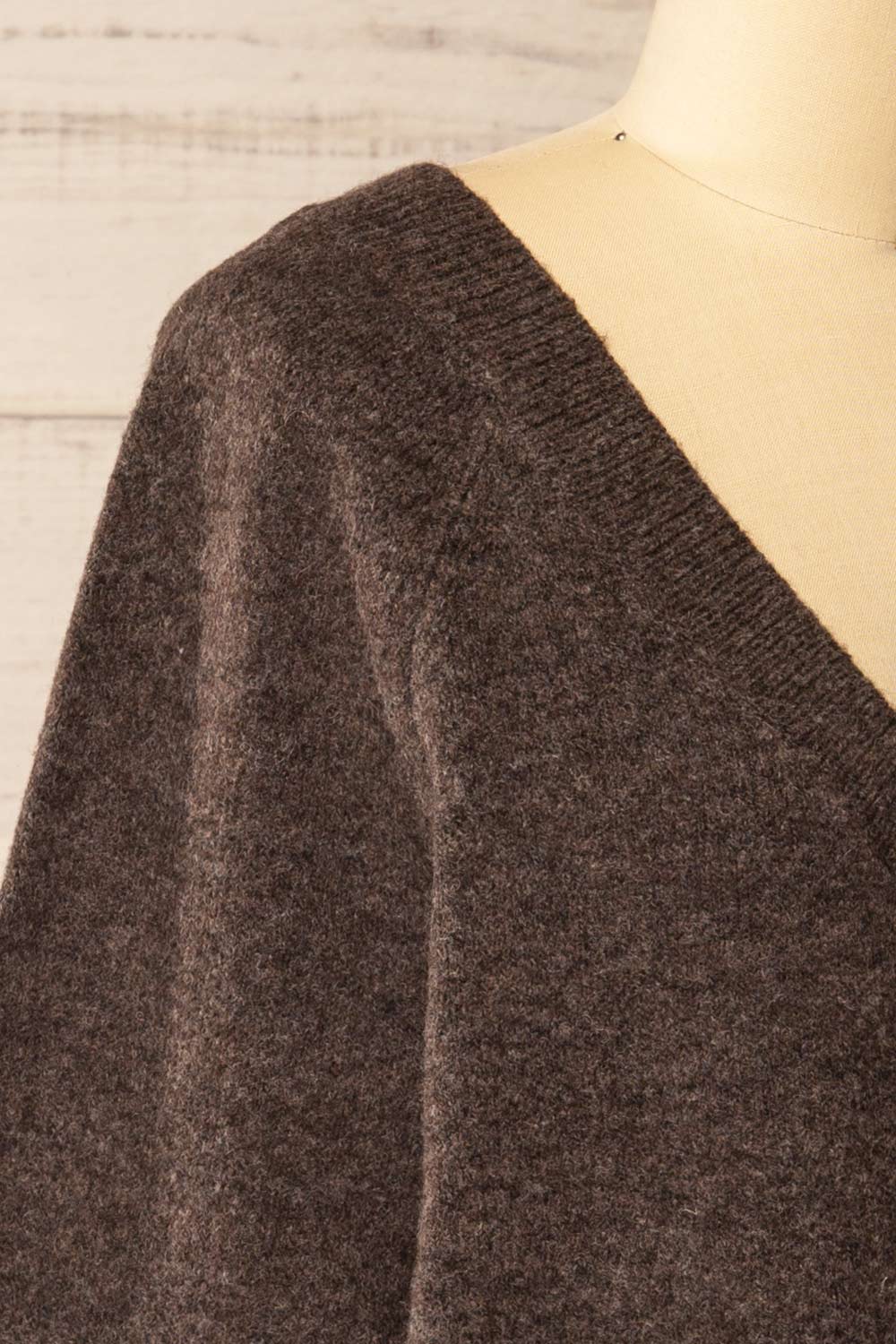 Temora Oversized Brown V-Neck Sweater | La petite garçonne side