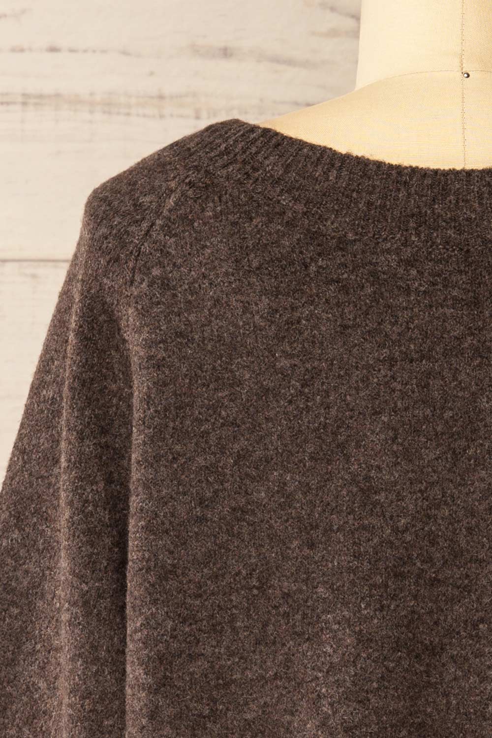 Temora Oversized Brown V-Neck Sweater | La petite garçonne back