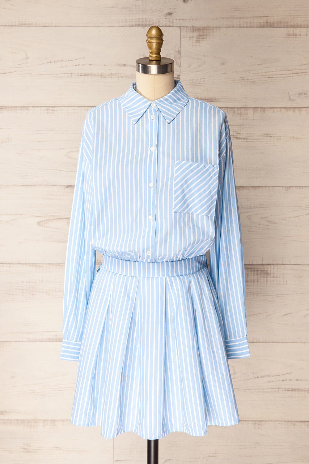 アトリエGG Summer Siesta(Blue Stripe) 0 Teramo Blue Short A-Line Striped Dress | La petite garçonne