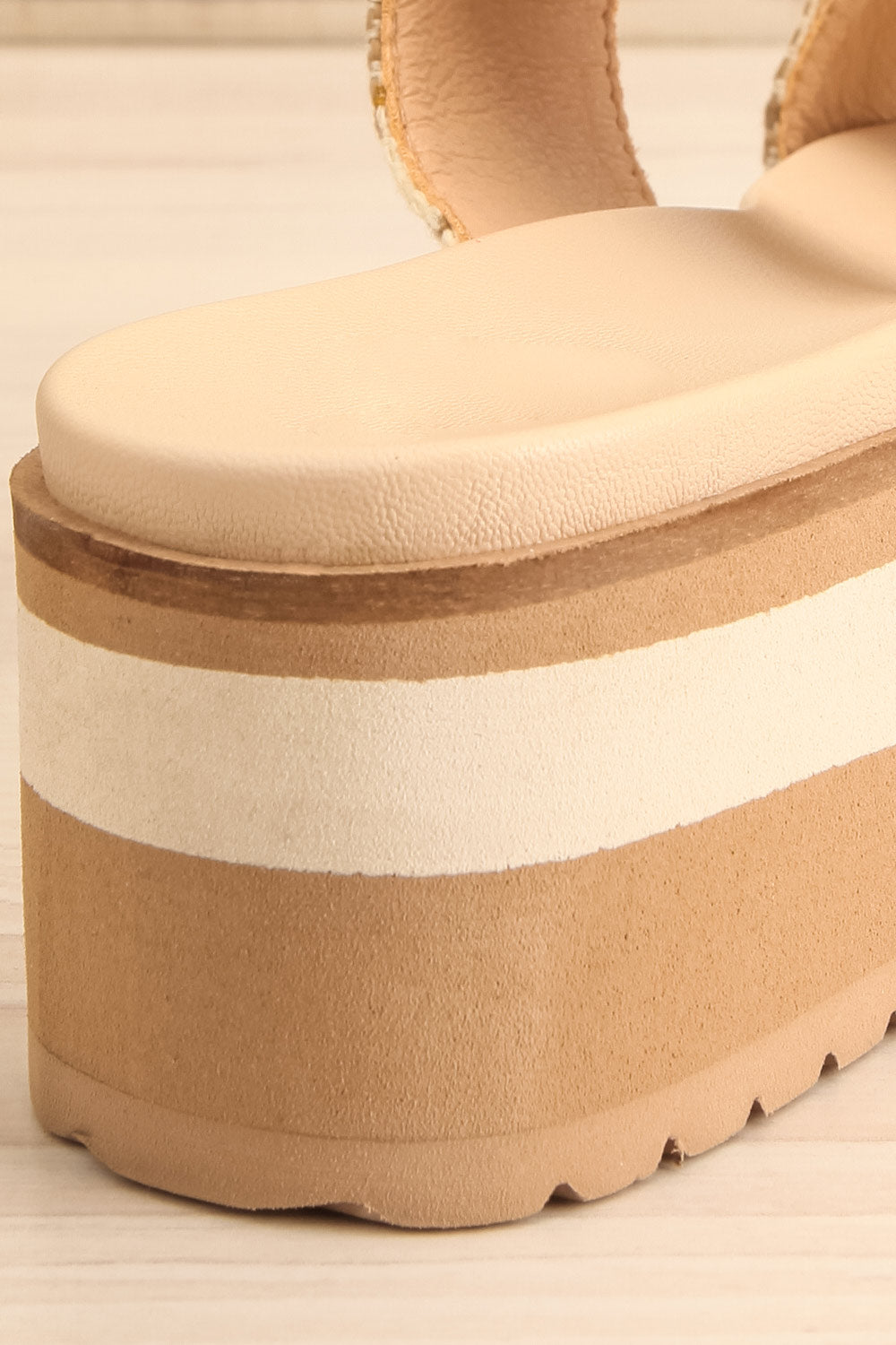 Teraisa Platform Slide Sandals w/ Gingham Straps | La petite garçonne back close-up