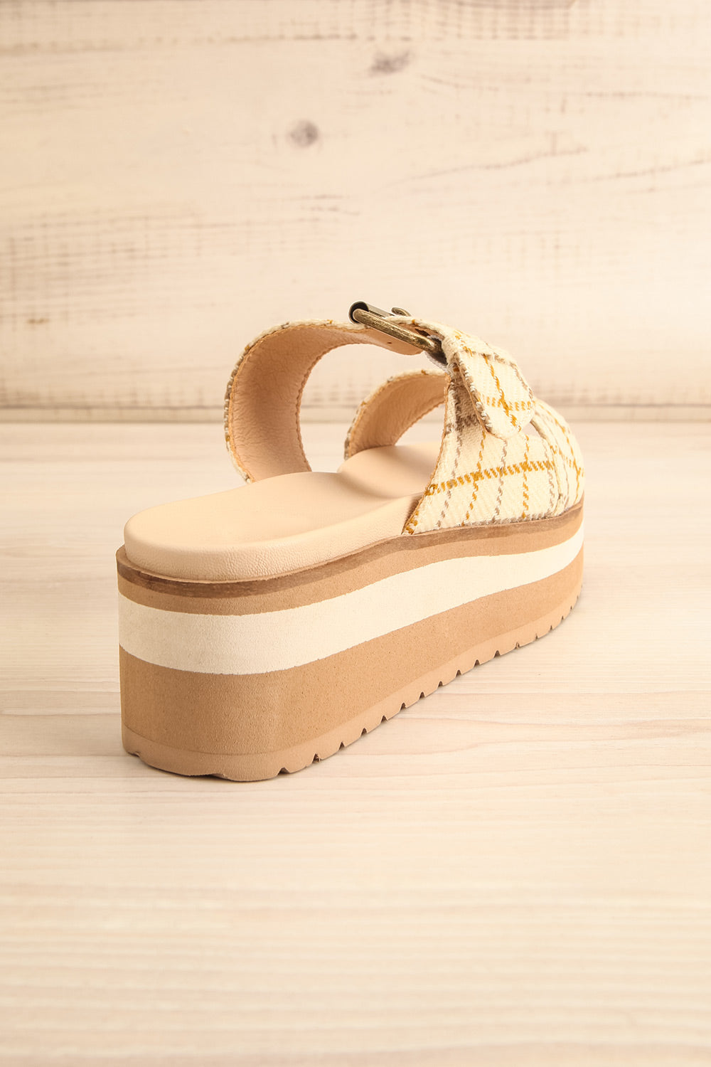 Teraisa Platform Slide Sandals w/ Gingham Straps | La petite garçonne back view
