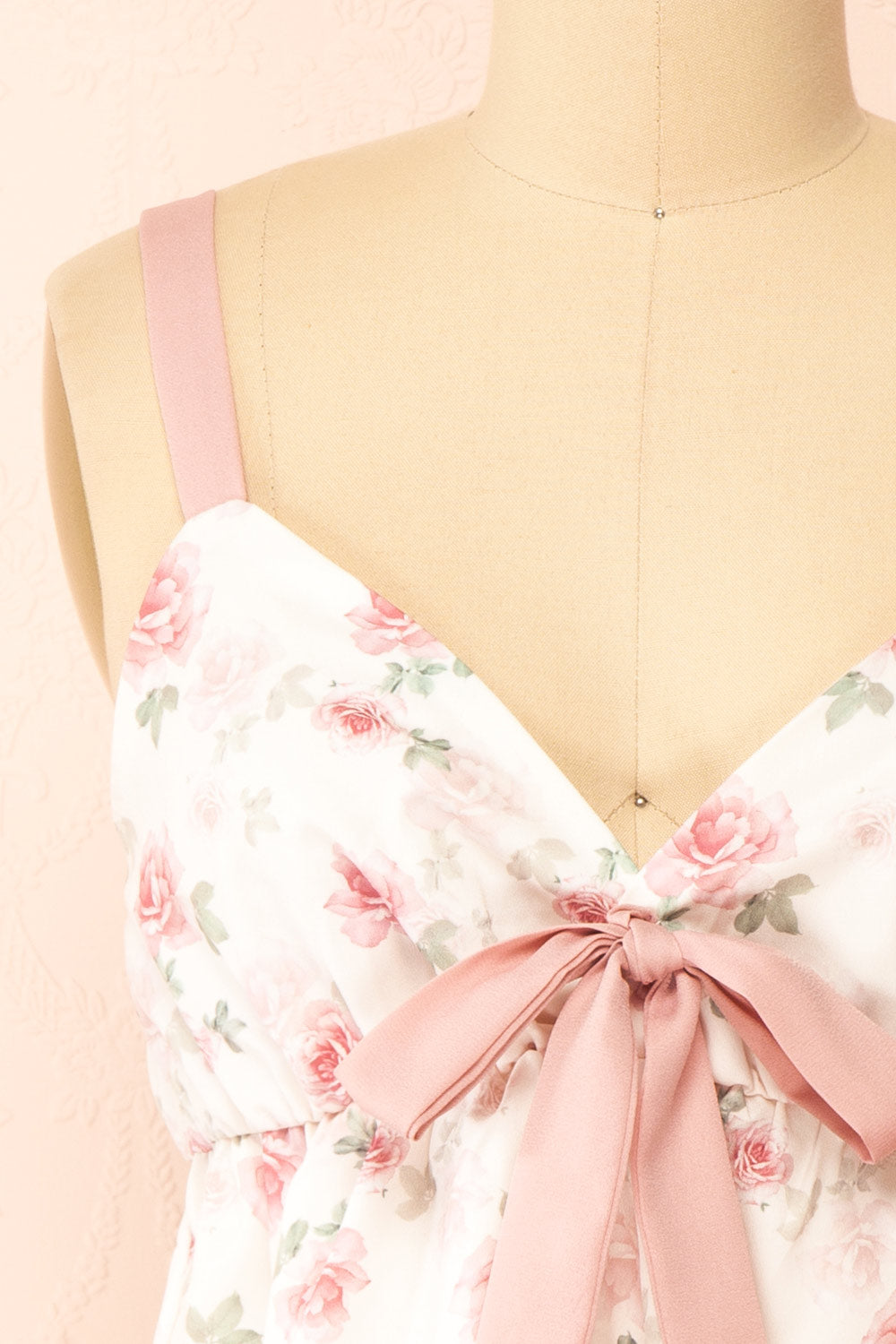 Terri Pink Floral Top w/ Ribbon | Boutique 1861 front