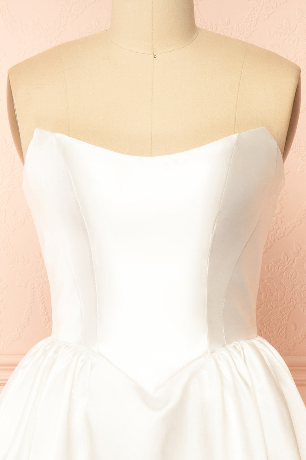 Thalania Long White Satin Dress with Fitted Bodice and Pockets | Boudoir 1861 front
