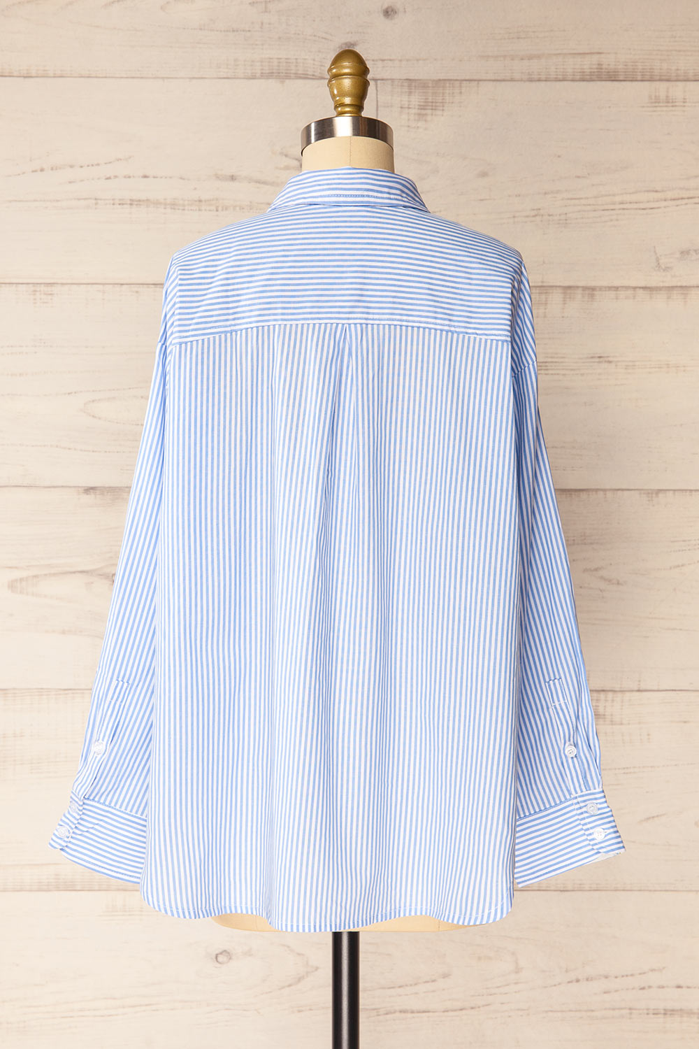 Thame Blue Striped Shirt with Floral Pocket | La petite garçonne back view
