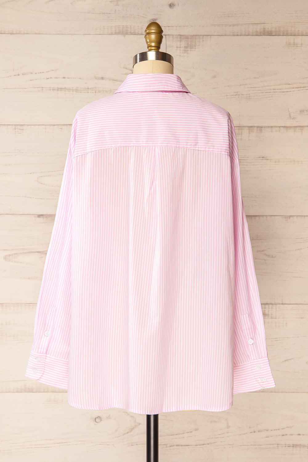 Thame Pink Striped Shirt with Floral Pocket | La petite garçonne back view