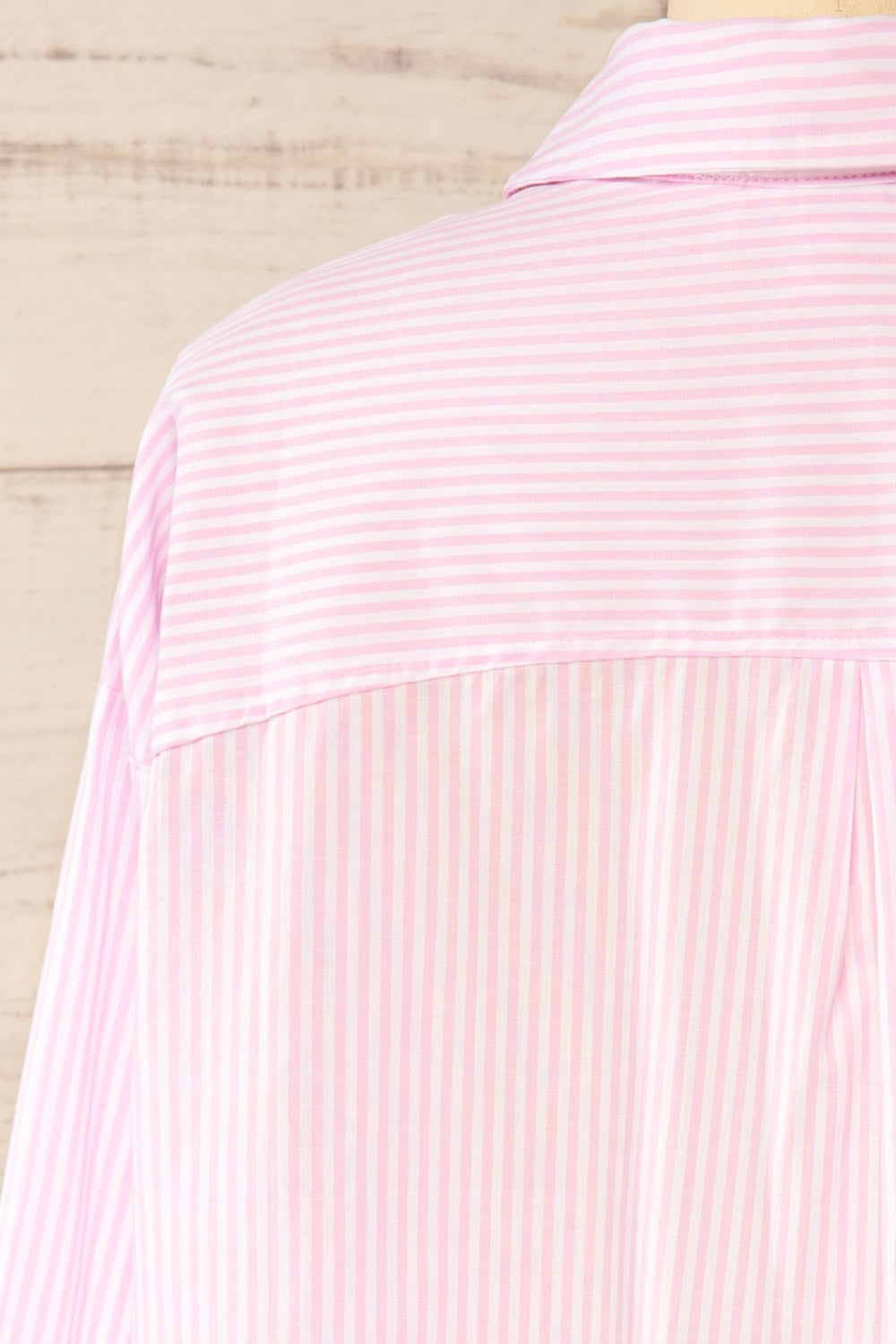 Thame Pink Striped Shirt with Floral Pocket | La petite garçonne back