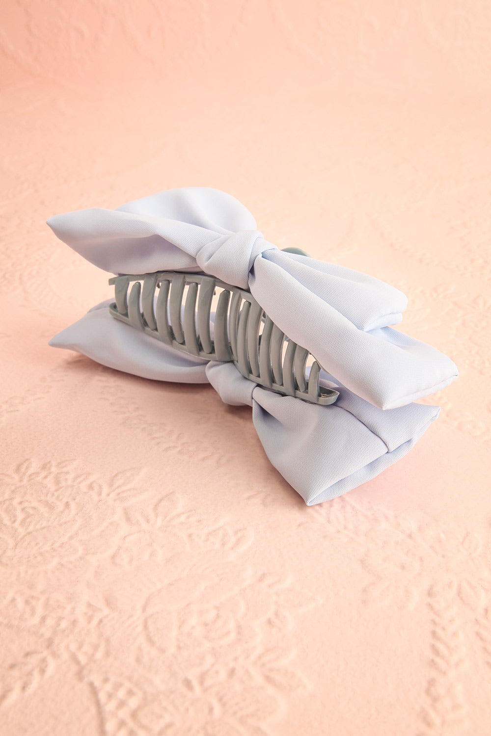 Thana Blue Hair Claw w/ Satin Bow | Boutique 1861 flat view