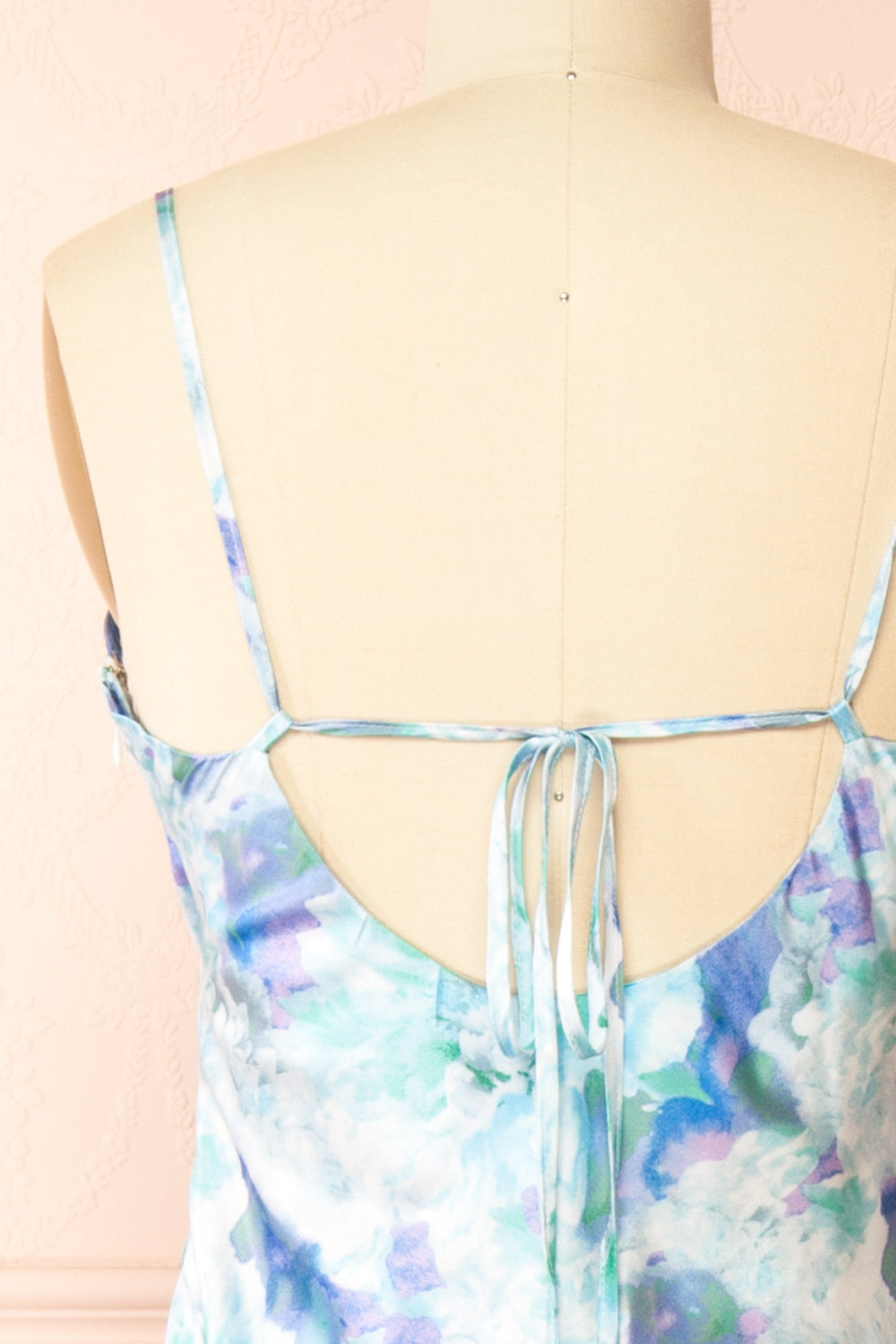 Theana Long Dress with Blue Floral Pattern | Boutique 1861 back