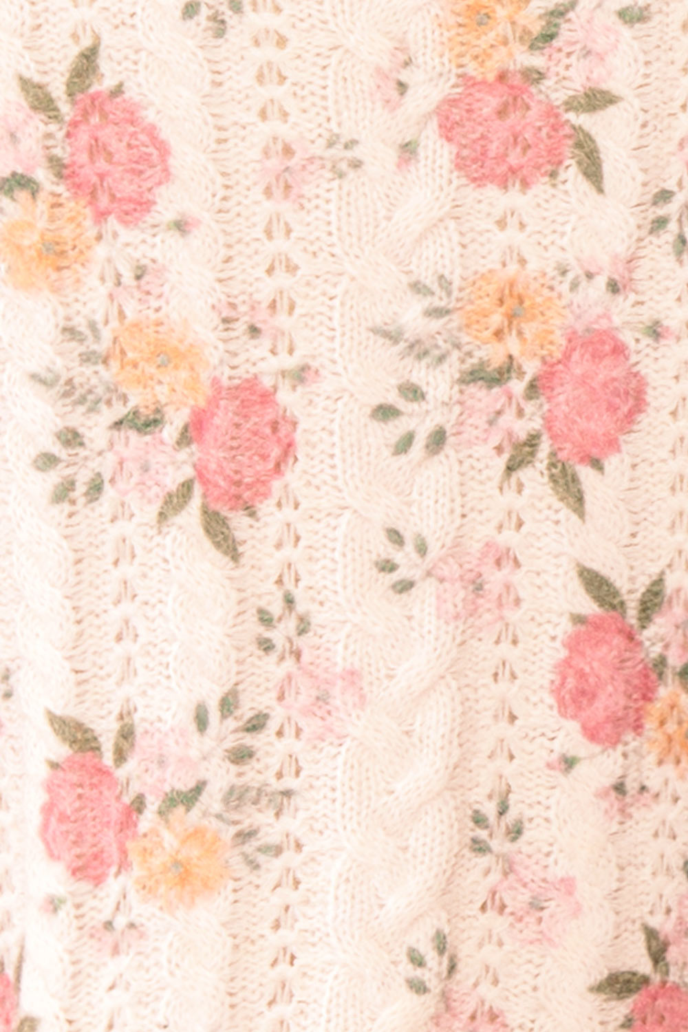 Thekia Pink Cropped Floral Knit Cardigan | Boutique 1861 fabric