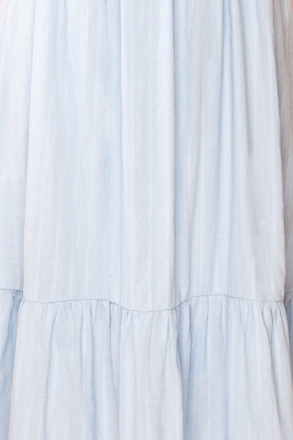 Thora Blue Midi Dress w/ Floral Embroidery | Boutique 1861 texture