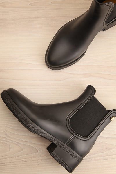 Thornbury Black Matte Ankle Rain Boots | La petite garçonne flat view
