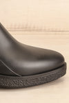 Thornbury Black Matte Ankle Rain Boots | La petite garçonne side front close-up