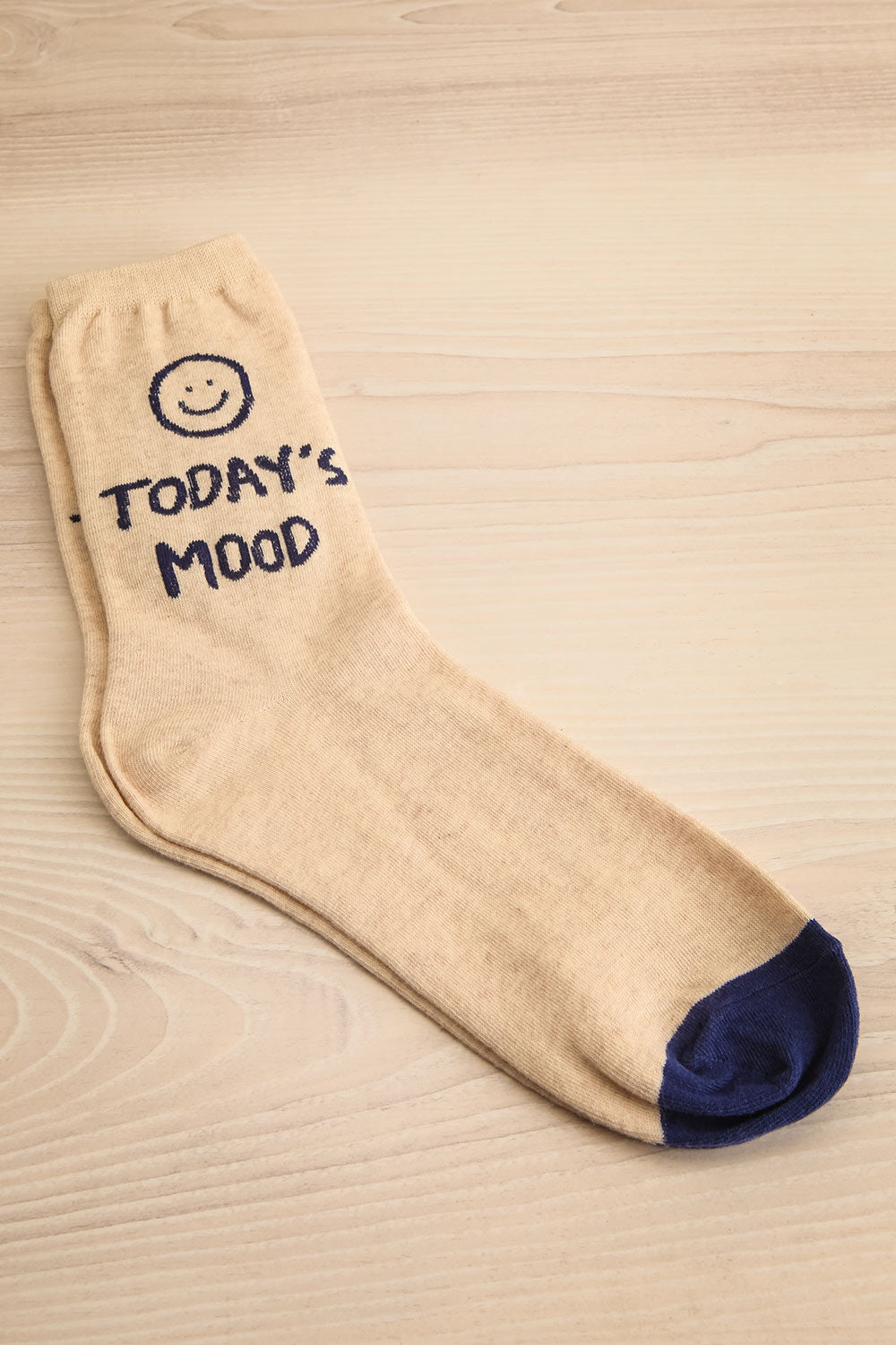 Thulo Beige Socks with Smiley Detail | La petite garçonne view