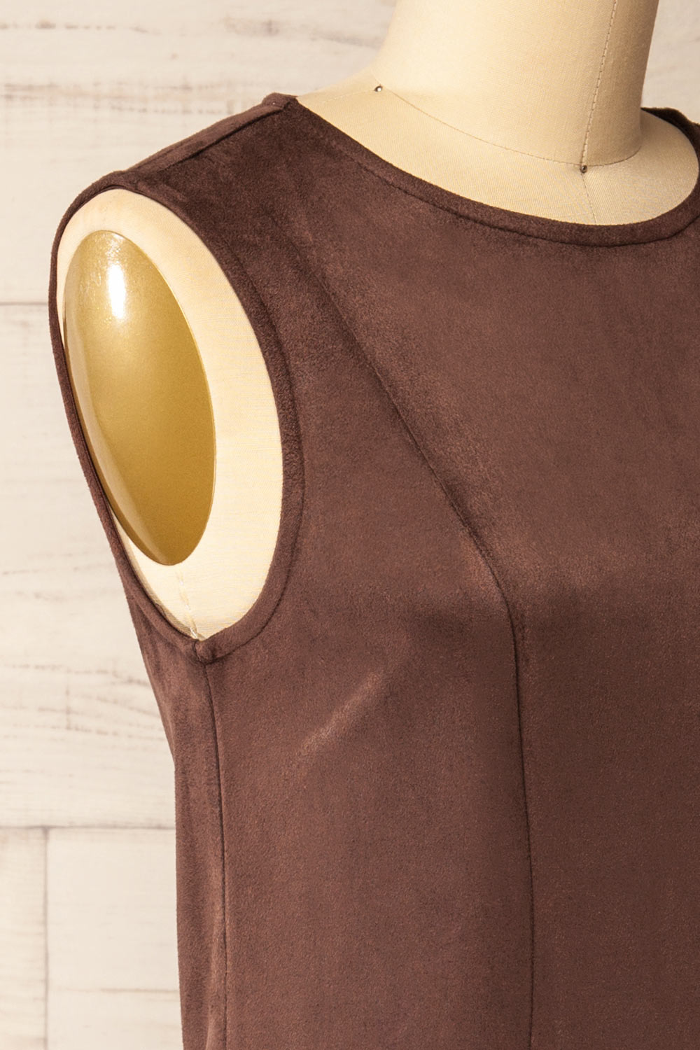 Tilche Brown Short Suede Dress | La petite garçonne side