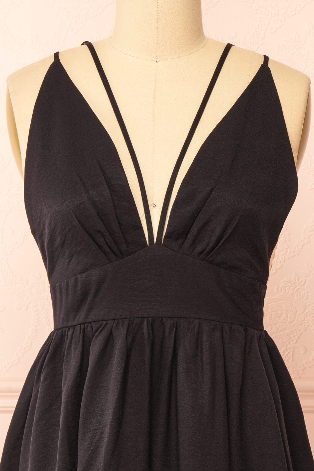 Tillie Short Black Plunging Neckline Dress | Boutique 1861 front