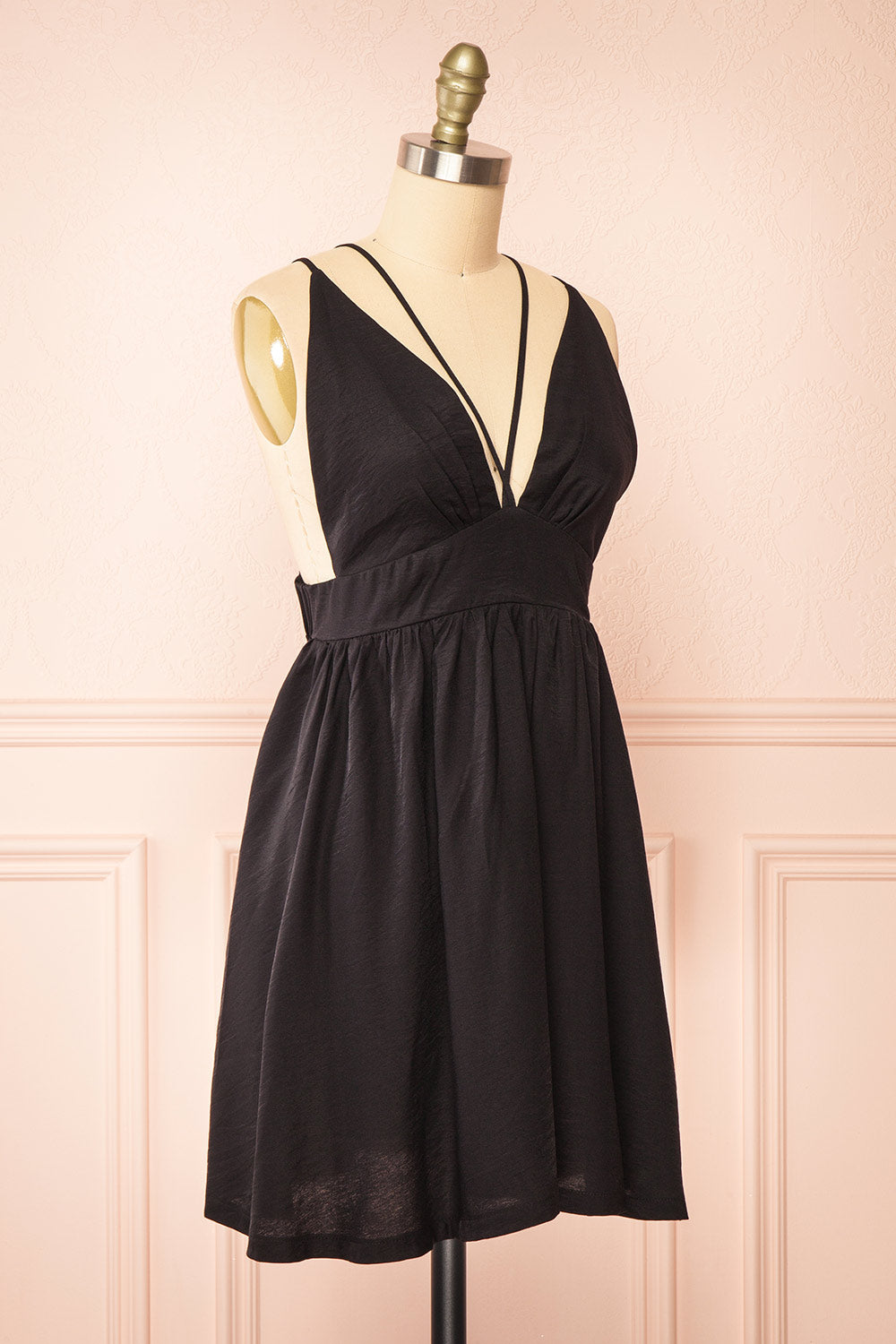 Tillie Short Black Plunging Neckline Dress | Boutique 1861 side view